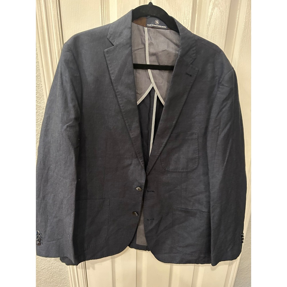 Hart Schaffner Marx Blazer Blue Cotton‎ Linen Blend Sport Coat